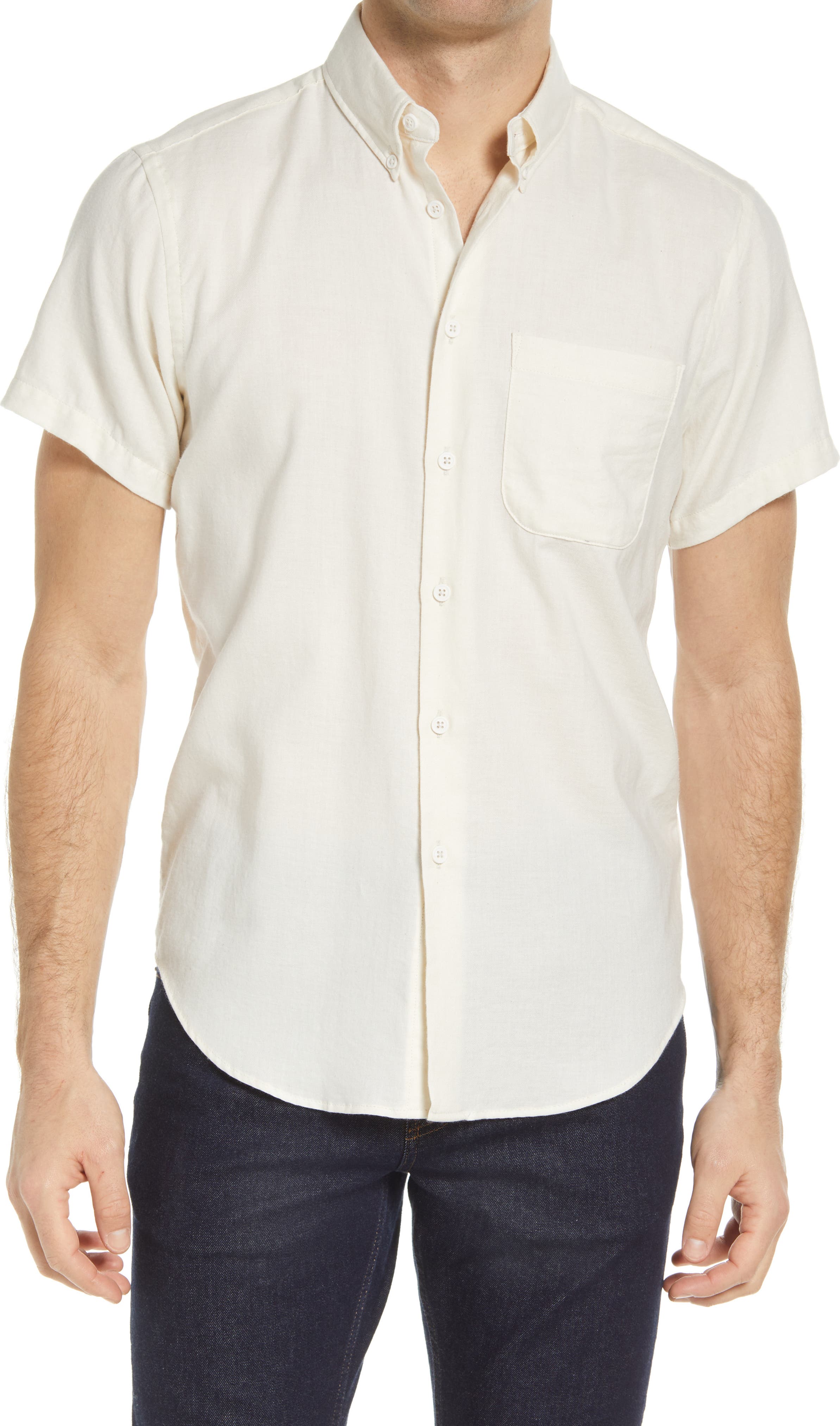 Naked & Famous Denim Mens Shortsleeveshirt-Handdrawn Cats White Naked & Famous Denim Mens Shortsleeveshirt-Handdrawn Cats White